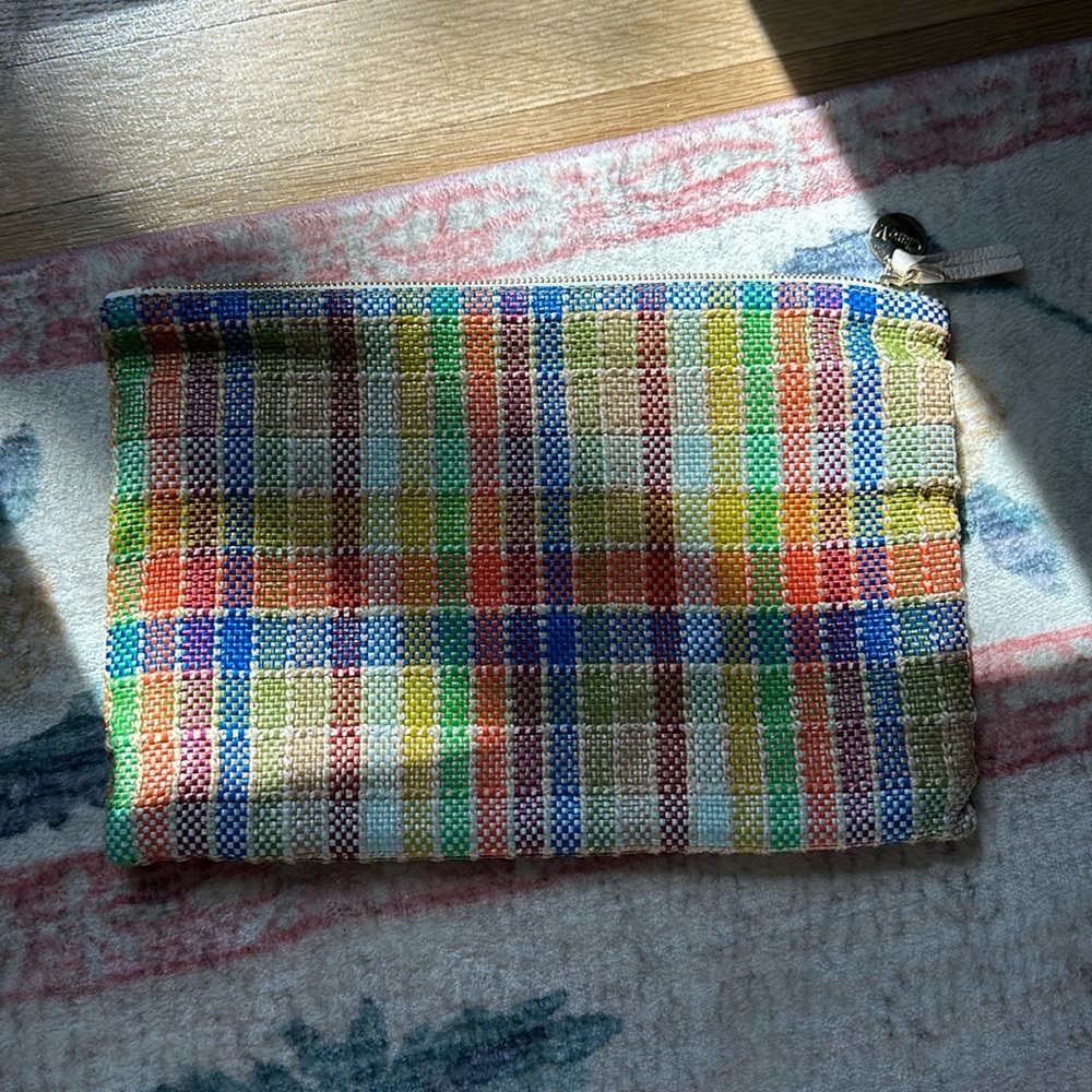 RARE Clare V flat clutch woven gingham leather checkered